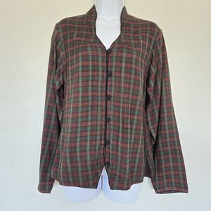 Phool Plaid Long Sleeves Blouse Top Womens M Dark Academia Renaissance Librarian